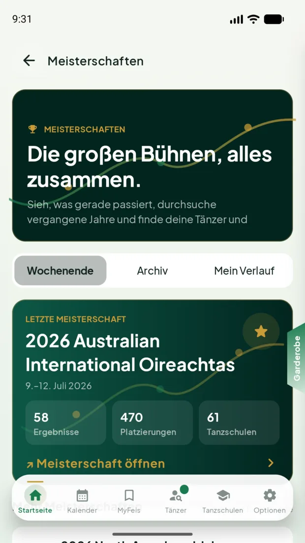 Feisly Meisterschaftsübersicht für Android