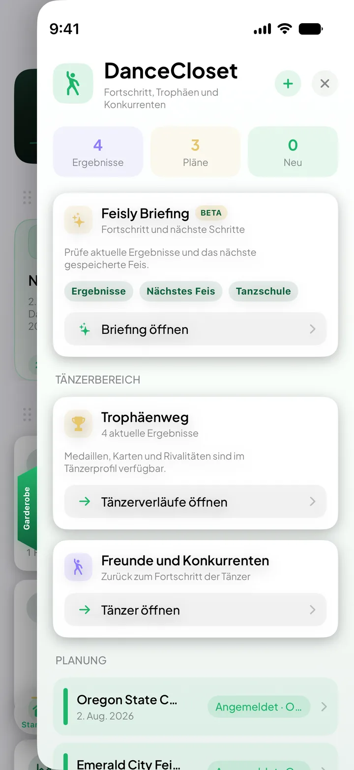 DanceCloset für Tänzer mit Trophäenweg und Rivalen